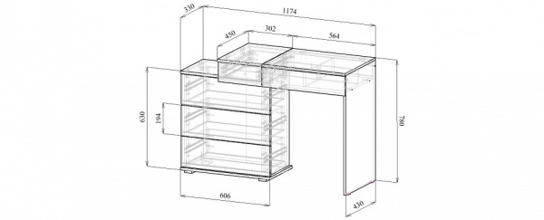 Стол туалетный Нуар-6