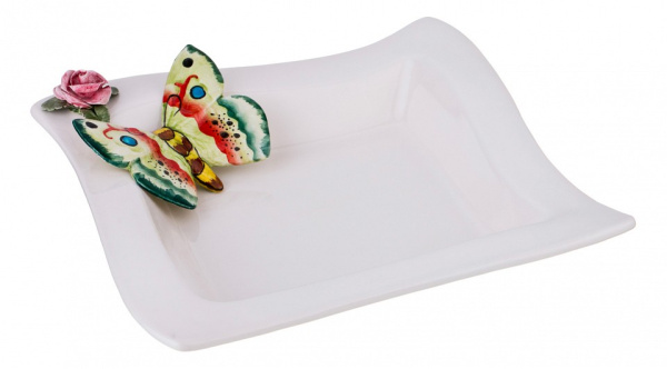 Блюдо декоративное (24х24х6 см) Бабочка 628-638