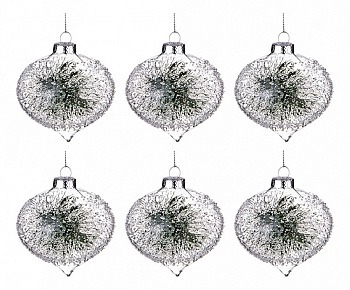 Набор из 6 елочных игрушек (3 см) Зимний узор 862-229
