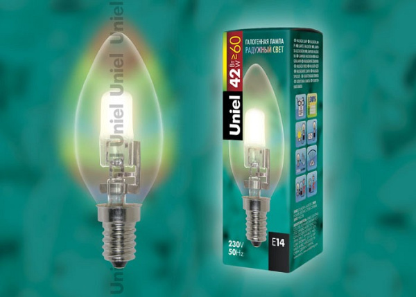 Лампа галогеновая Uniel  E14 42Вт K 01089
