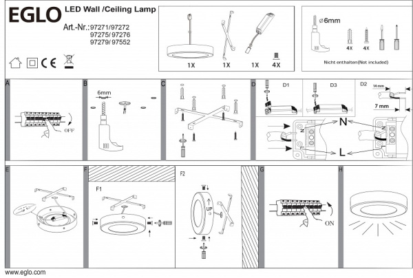 Накладной светильник Eglo ПРОМО Fueva 1 97275