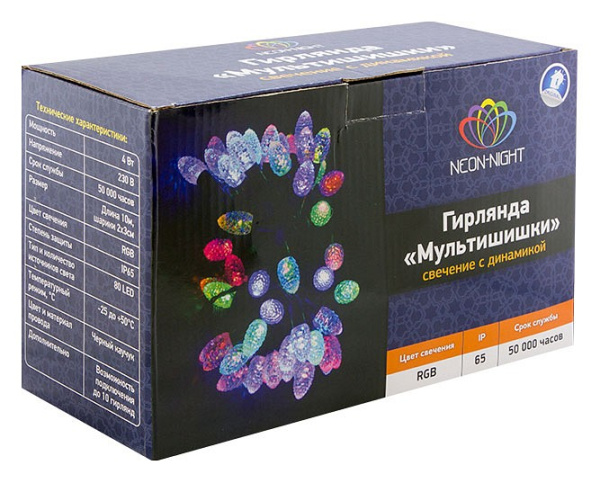 Гирлянда Нить (10 м) Мультишишки 303-509-3