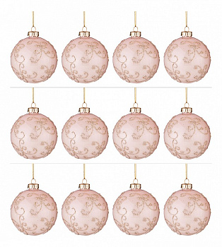 Набор из 12 елочных шаров Завитки 862-236