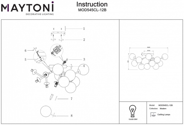 Потолочная люстра Maytoni Dallas MOD545CL-12B