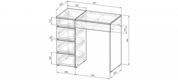 Стол туалетный Триверо-1