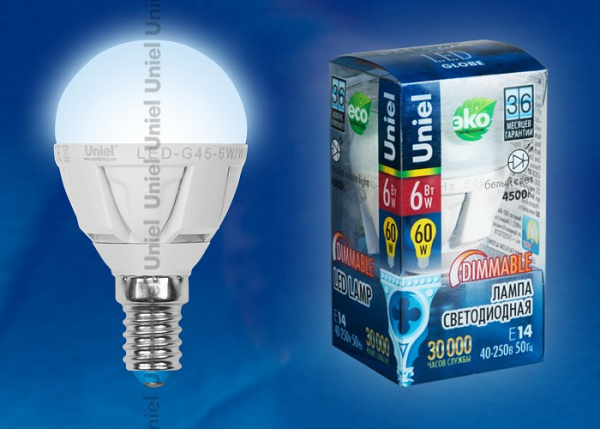 Лампа светодиодная Uniel DIM ALP01WH E14 6Вт 4500K 08694