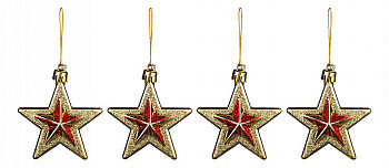 Набор из 4 елочных игрушек Звезды 858-131